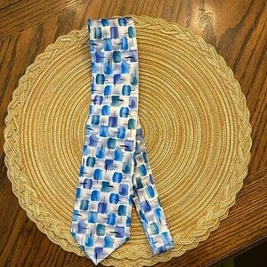 J. Garcia Blue and White silk tie